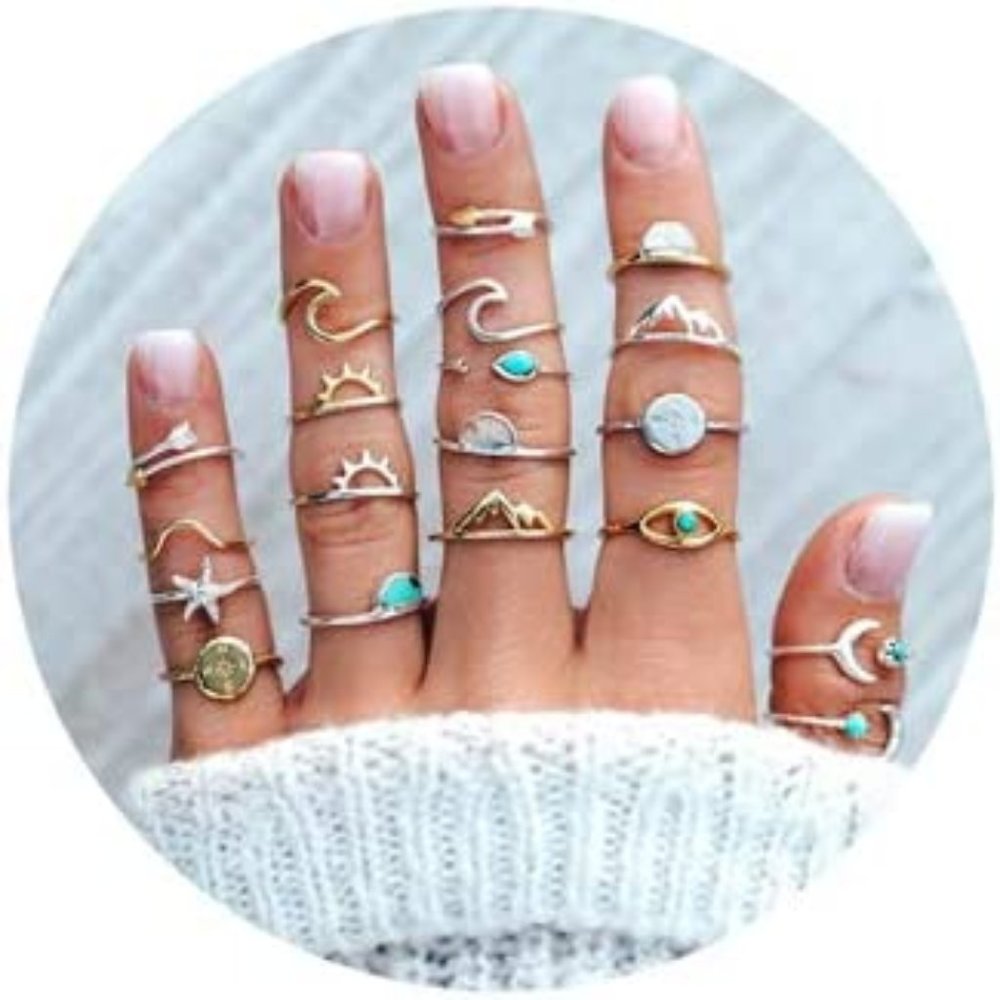 Women Girls Vintage Stackable Midi Finger Rings Set